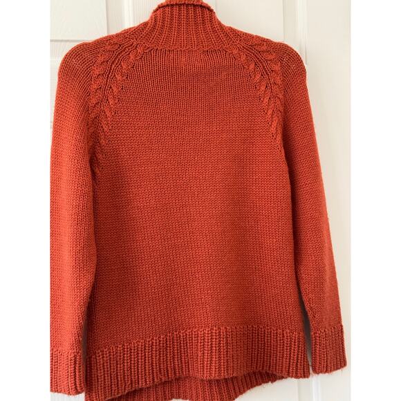 Alpaca Rust Cable Knit Turtleneck Sweater Chunky Soft Winter Knit - Picture 2 of 9